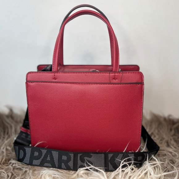 ❌SOLD❌ Karl Lagerfeld Paris Maybelle Red Top Handle Satchel Crossbody Bag NWT - Picture 3 of 9